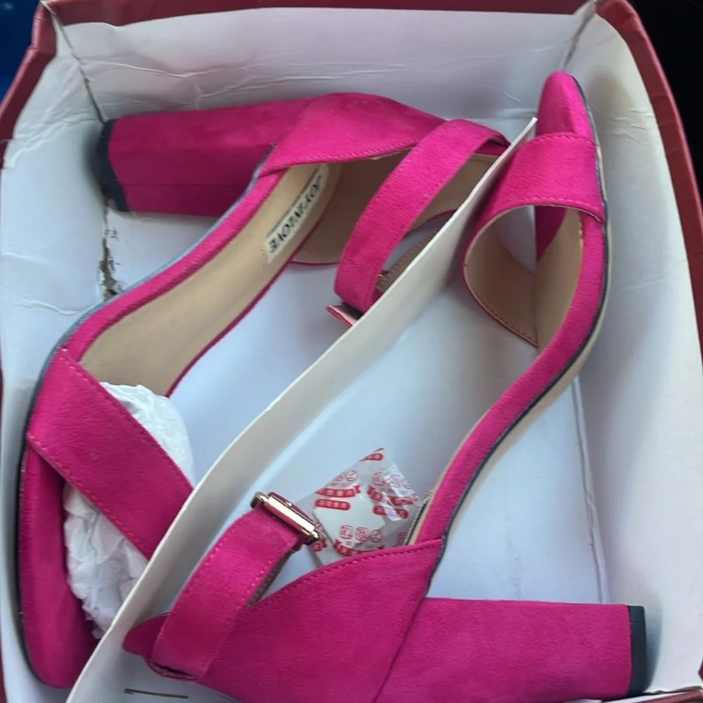 NWT JOY IN LOVE 3.5" Chunky Block Heels, Ankle Strap - Picture 7 of 7